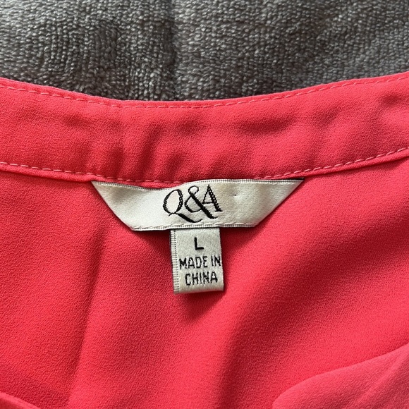 Coral Blouse with 3/4 Length Roll Up Sleeves - Picture 7 of 7